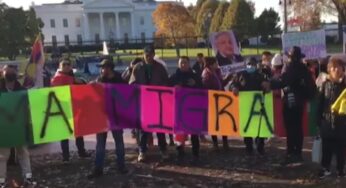 Migrantes muestran su apoyo a AMLO frente a la Casa Blanca y piden reforma migratoria